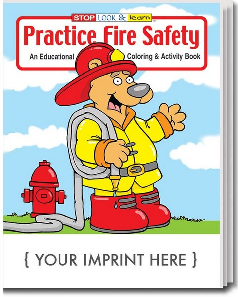 CS0190 Practice Fire Safety Coloring and Activity BOOK with Custom Imp